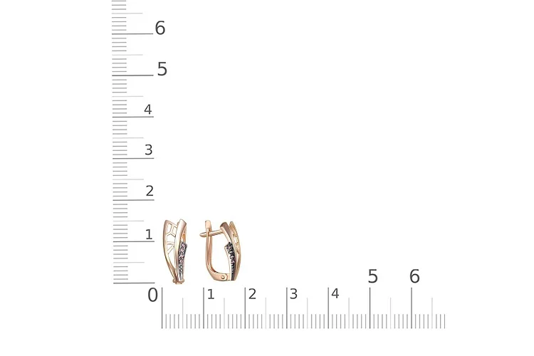 Серьги из красного золота с 8 фианитами