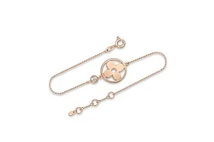 Браслет Клевер из красного золота с фианитом