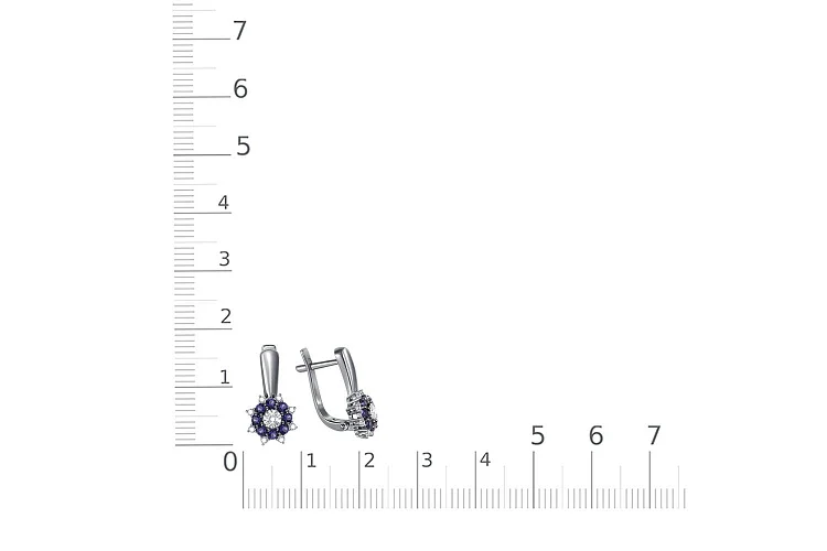 Серьги из белого золота с 16 сапфирами и 18 бриллиантами