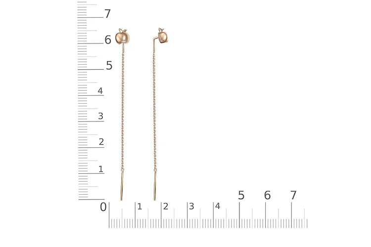 Серьги-продёвки Яблоки из красного золота без вставок
