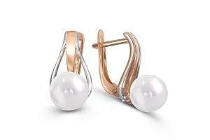 Серьги из красного золота с 2 жемчужинами