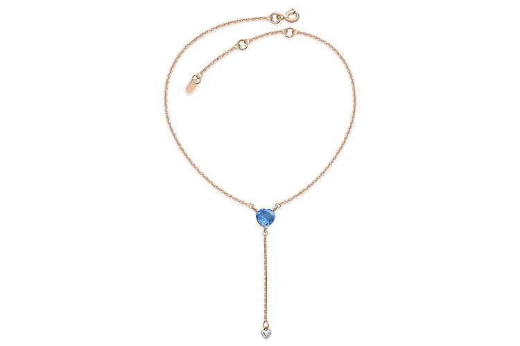 Колье Сердце из красного золота с топазом swiss и фианитом