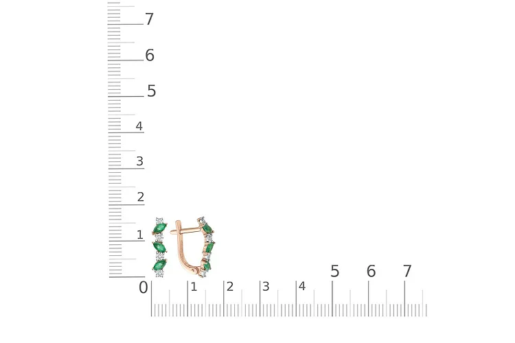 Серьги из красного золота с 6 изумрудами и 8 бриллиантами