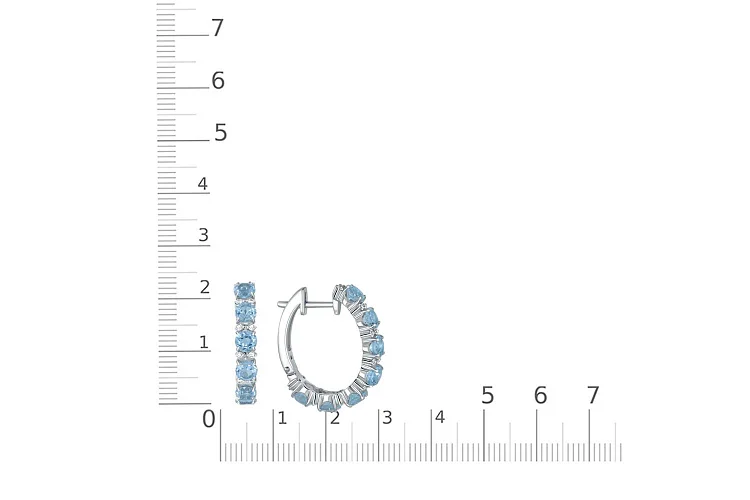 Серьги из белого золота с 14 топазами sky и 32 фианитами