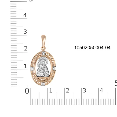 Иконка из красного золота с 4 фианитами