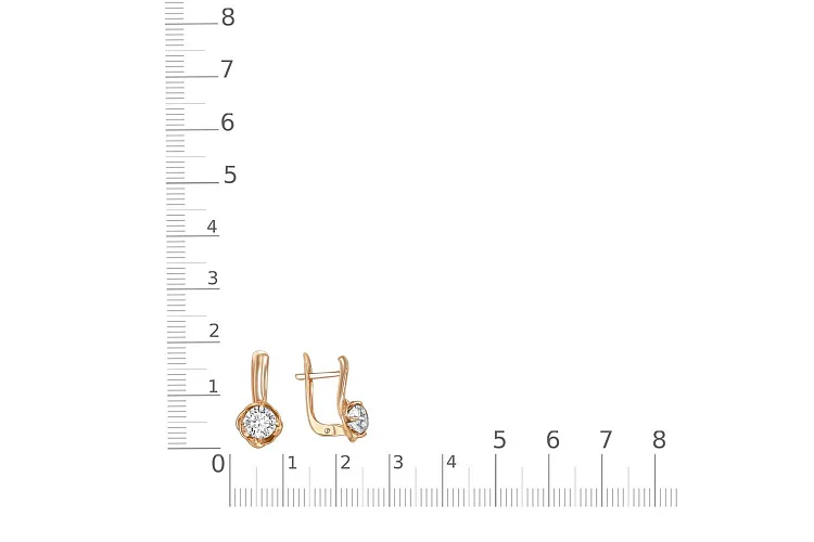 Серьги Цветы из красного золота с 2 кристаллами swarovski
