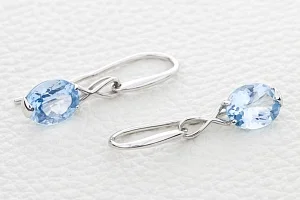 Серьги из белого золота с 2 топазами sky