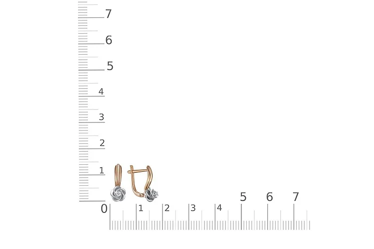 Серьги Цветы из красного золота с 2 фианитами