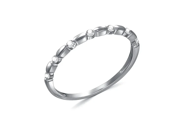 Кольцо Дорожка из белого золота с 7 фианитами