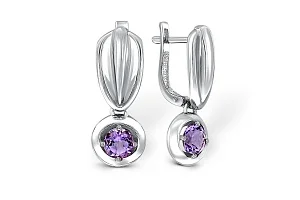 Серьги из белого золота с 2 аметистами