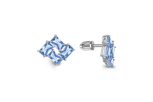 Серьги-пусеты из белого золота с 8 топазами swiss