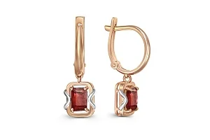 Серьги из красного золота с 2 гранатами