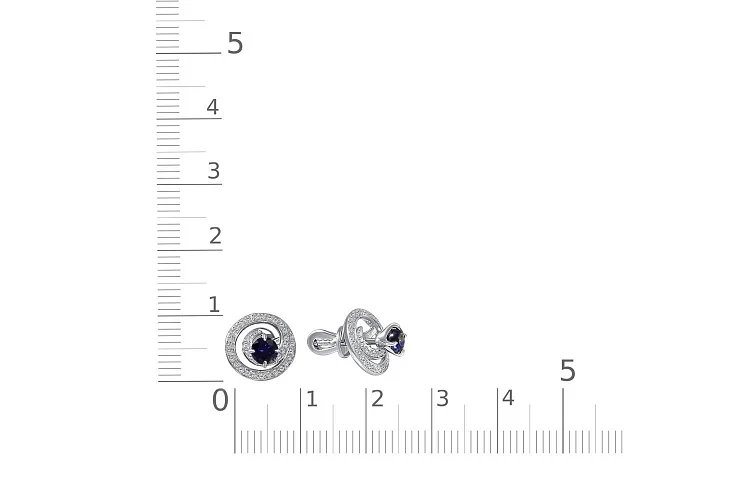 Серьги-пусеты из белого золота с 2 сапфирами и 72 бриллиантами