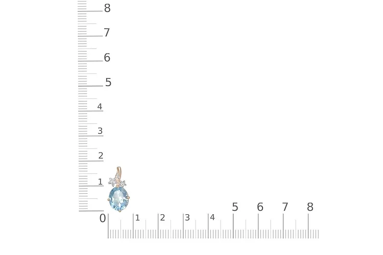 Подвеска Цветок из красного золота с топазом sky