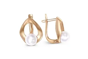 Серьги из красного золота с 2 жемчужинами