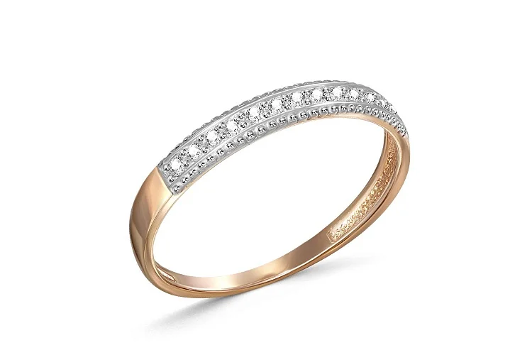 Кольцо Дорожка из красного золота с 13 фианитами