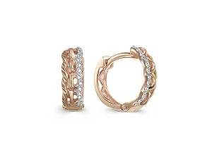 Серьги из красного золота с 24 фианитами