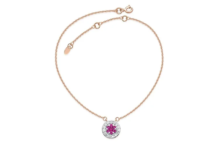 Колье из красного золота с 7 корундами и 15 бриллиантами