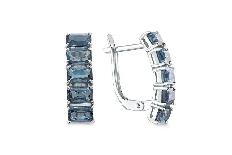 Серьги из белого золота с 10 топазами лондон