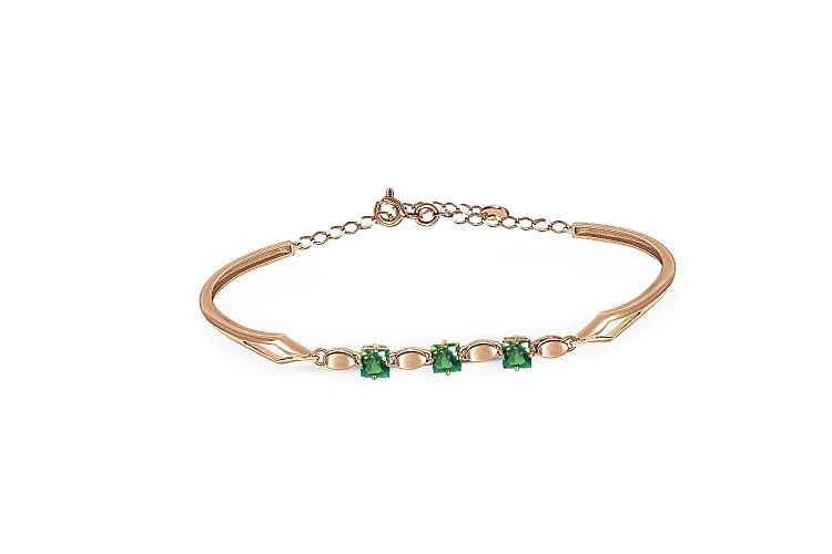 Браслет из красного золота с 3 изумрудами
