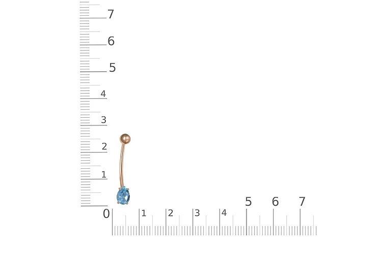 Пирсинг из красного золота с топазом swiss