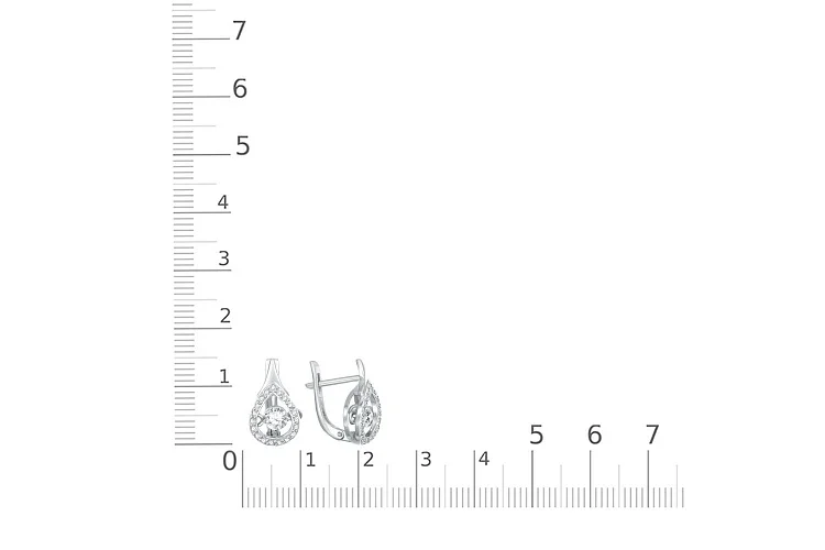 Серьги из белого золота с 40 фианитами