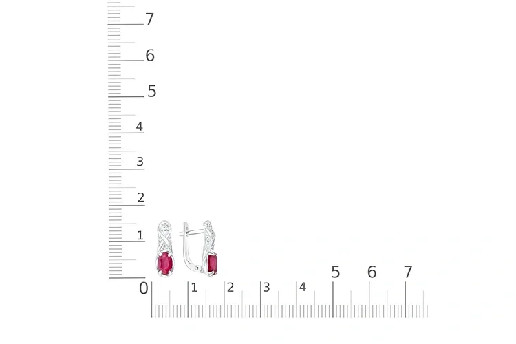 Серьги из белого золота с 2 рубинами и 14 бриллиантами
