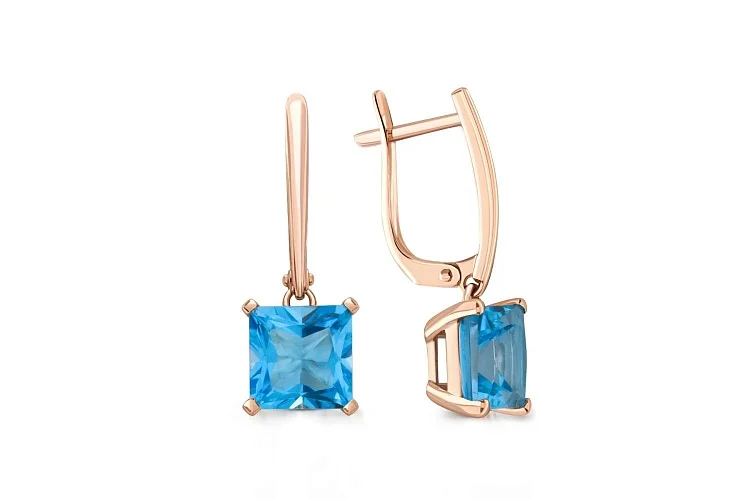 Серьги из красного золота с 2 топазами swiss