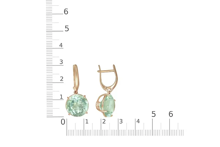 Серьги из красного золота с 2 аметистами