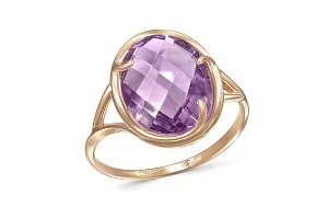 Кольцо из красного золота с аметистом