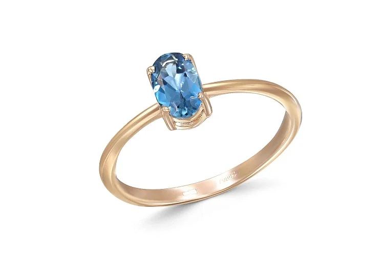 Детское кольцо из красного золота с топазом swiss