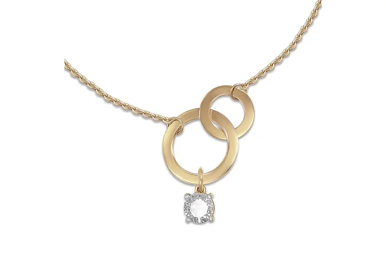 Колье Круг из жёлтого золота с фианитом