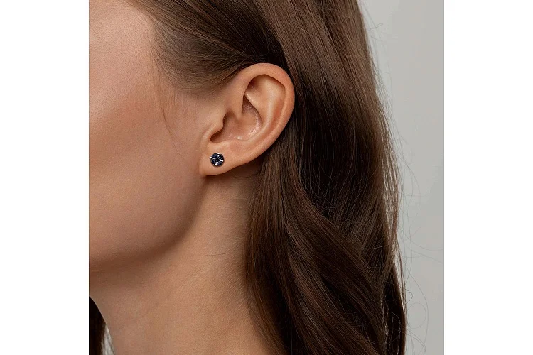 Серьги-пусеты из красного золота с 10 сапфирами