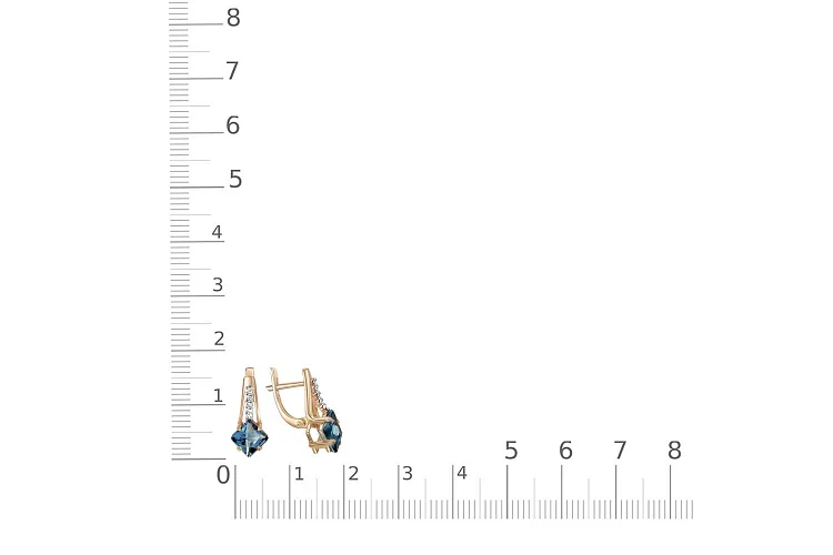 Серьги из красного золота с 2 топазами лондон и 10 фианитами