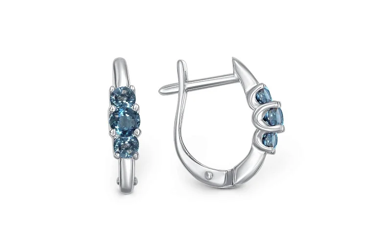 Серьги из белого золота с 6 топазами лондон