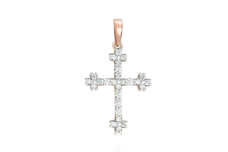 Крест из красного золота с 26 бриллиантами