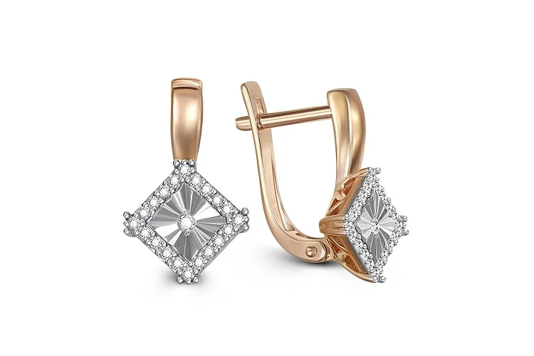 Серьги из красного золота с 42 бриллиантами