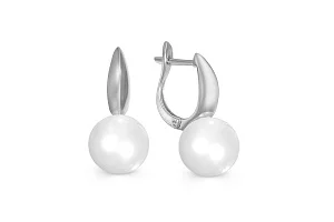 Серьги из белого золота с 2 жемчужинами