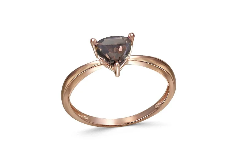 Кольцо из красного золота с раухтопазом