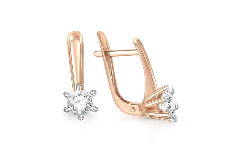 Серьги из красного золота с 2 кристаллами swarovski