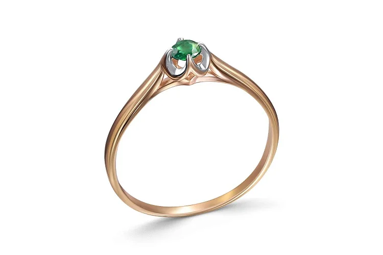 Кольцо из красного золота с изумрудом