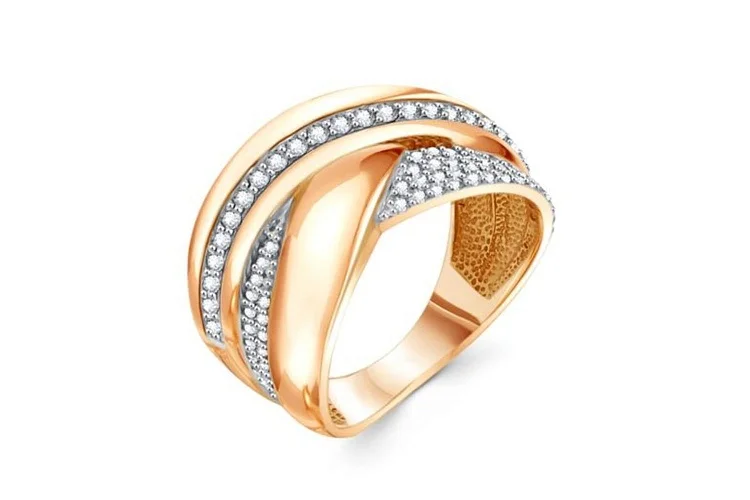 Кольцо Дорожка из красного золота с 78 фианитами