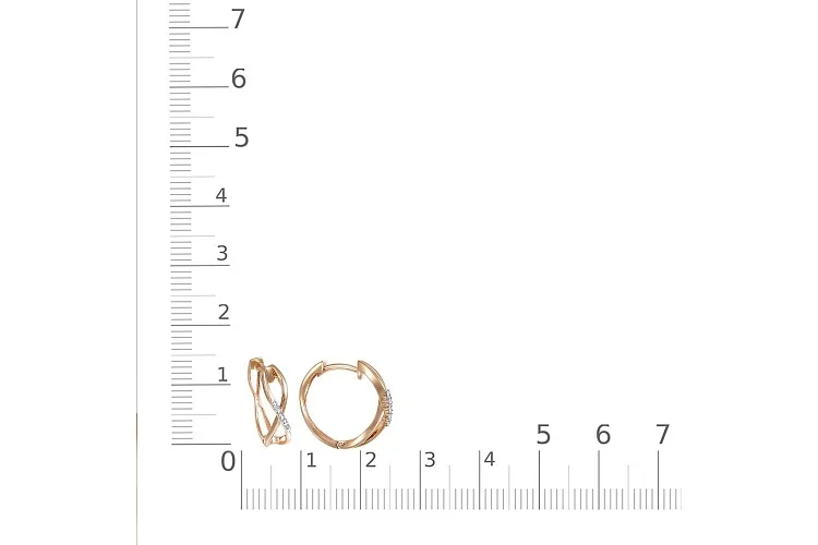 Серьги из красного золота с 10 фианитами