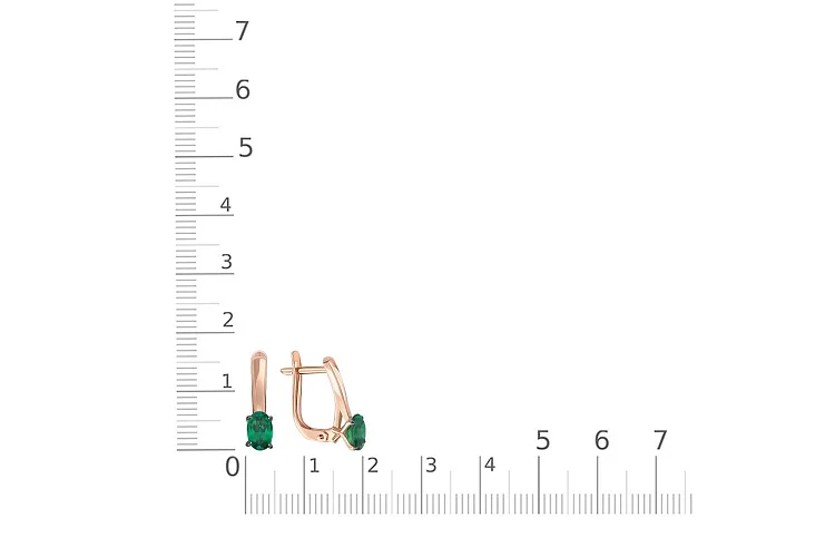 Серьги из красного золота с 2 изумрудами