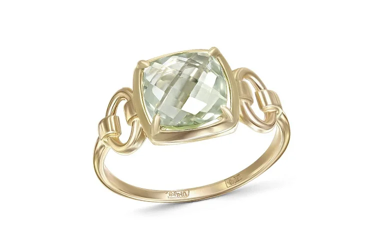 Кольцо из жёлтого золота с аметистом