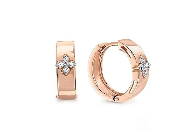 Серьги Клевер из красного золота с 8 бриллиантами