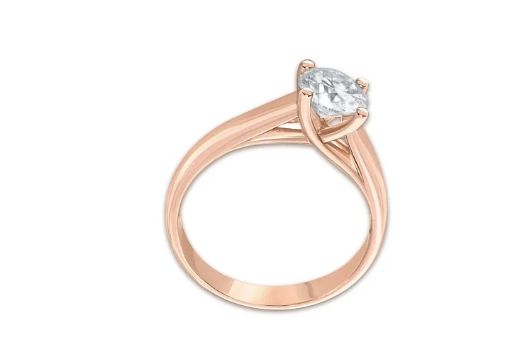 Кольцо из красного золота с муассанитом