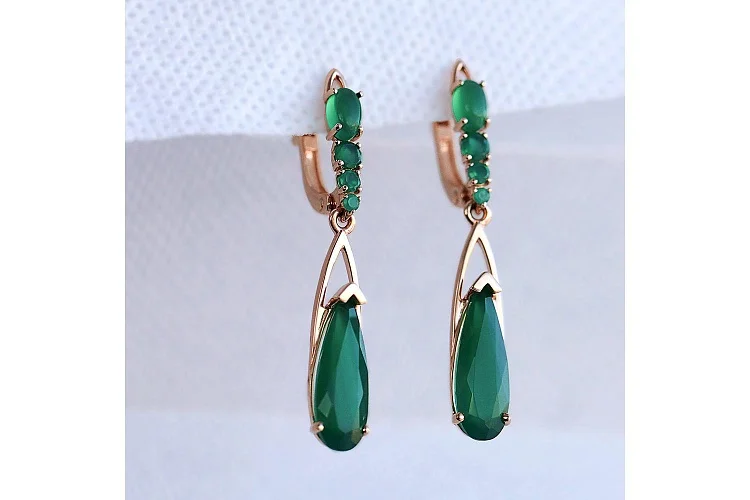 Серьги из красного золота с 10 агатами