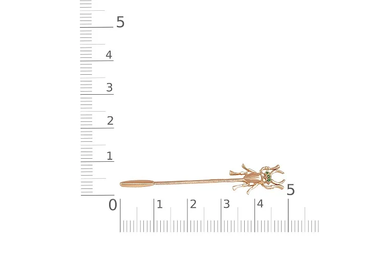 Брошь Жук из красного золота с 3 фианитами