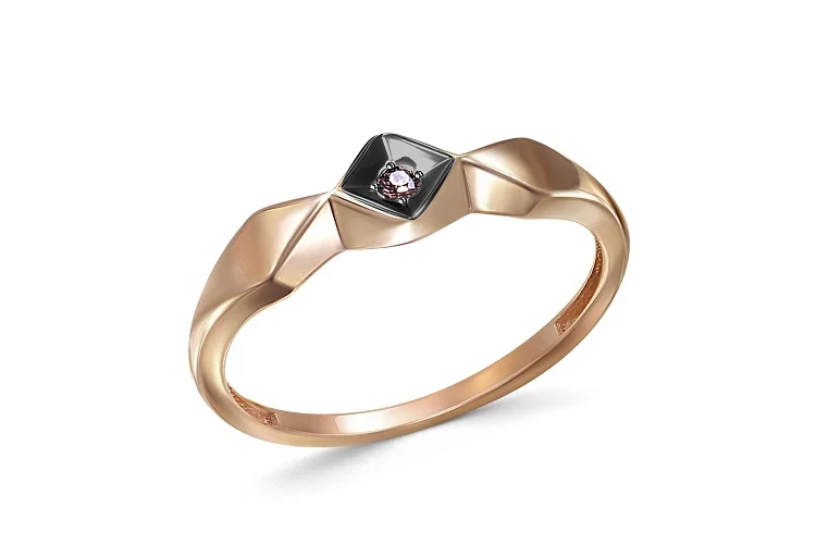 Кольцо из красного золота с фианитом